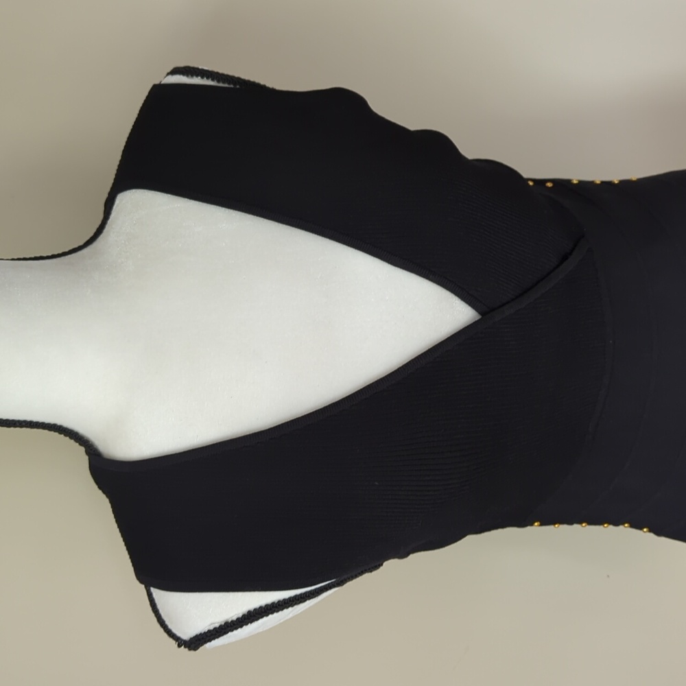 Evie Ribbed Knit Wrap Style Tank Top Embellished MEDIUM Black - Picture 3 of 14